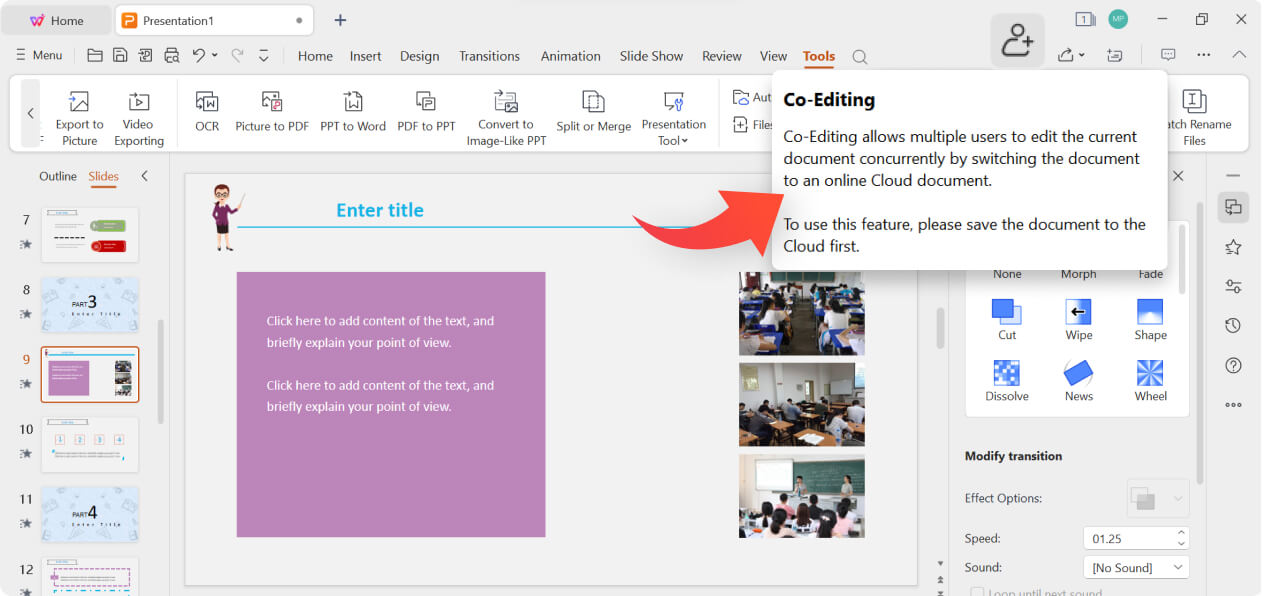 使用 WPS 簡報�?PowerPoint 中共同編�? class=